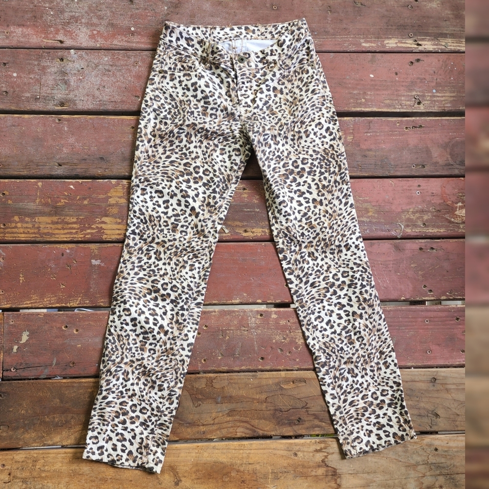 Vintage Guess Y2K Skinny Jeans Lowrise Leopard Print Pants